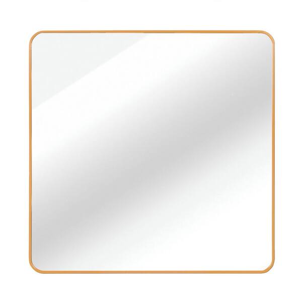 Gold 30 in. W x 30 in. H Small Square Framed Decorative Wall Mount Bathroom Vanity Mirror