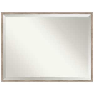 Hardwood Wedge 41.25 in. x 31.25 in. Rustic Rectangle Framed Whitewash Bathroom Vanity Wall Mirror