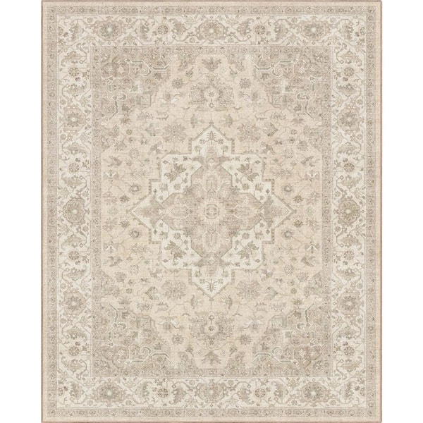 Apollo Cedar Medallion Oriental, Beige Green 9 ft. 10 in. x 13 ft. Area Rug