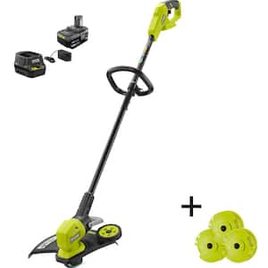 ONE+ 18V 13 in. Cordless Battery String Trimmer/ Edger with Extra 3-Pack of Spools, 4.0 Ah Battery and Charger
