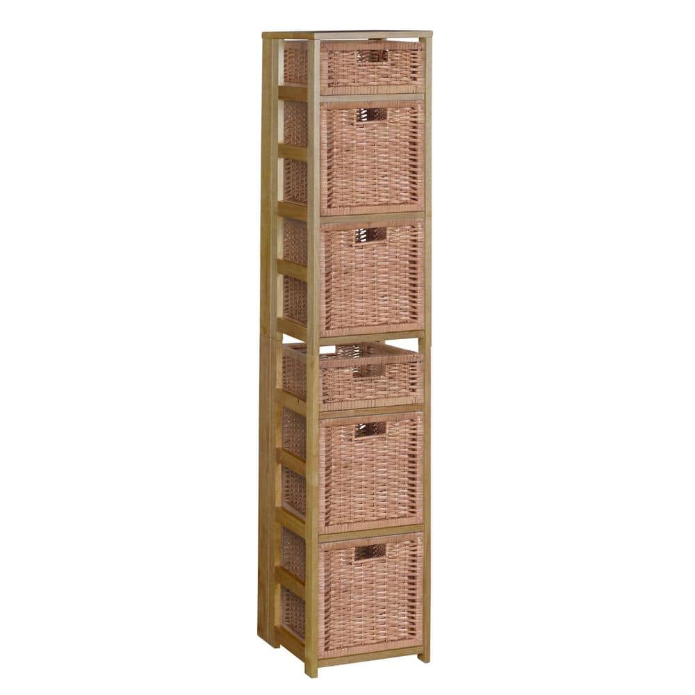 Regency Nemus 67 in. H Medium Oak and Natural Wood 6Shelf Square