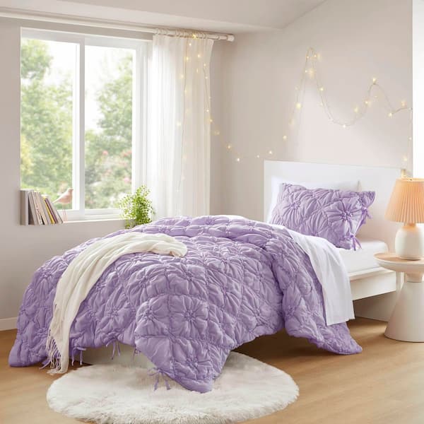 2-Pieces Purple Microfiber Twin Comforter Set