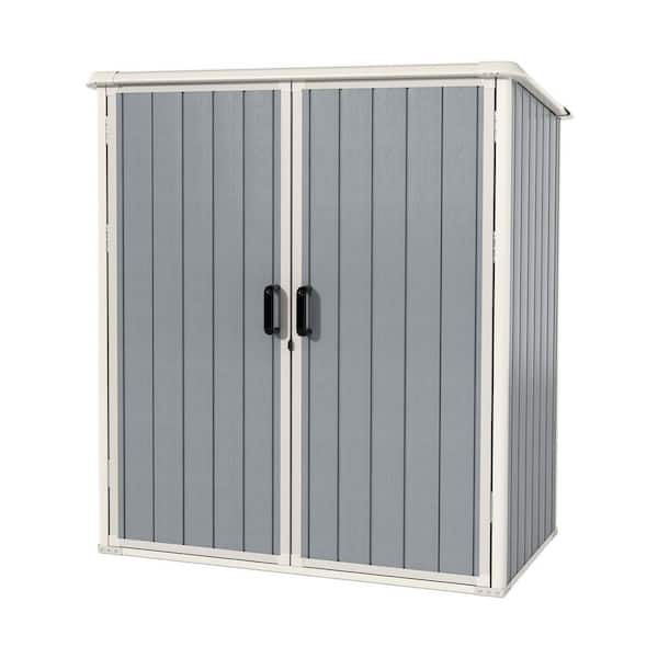 5 ft. W x 3 ft. D Outdoor Gray Resin Storage Shed with Lockable Door and Window, Sloped Roof (15 sq. ft. )