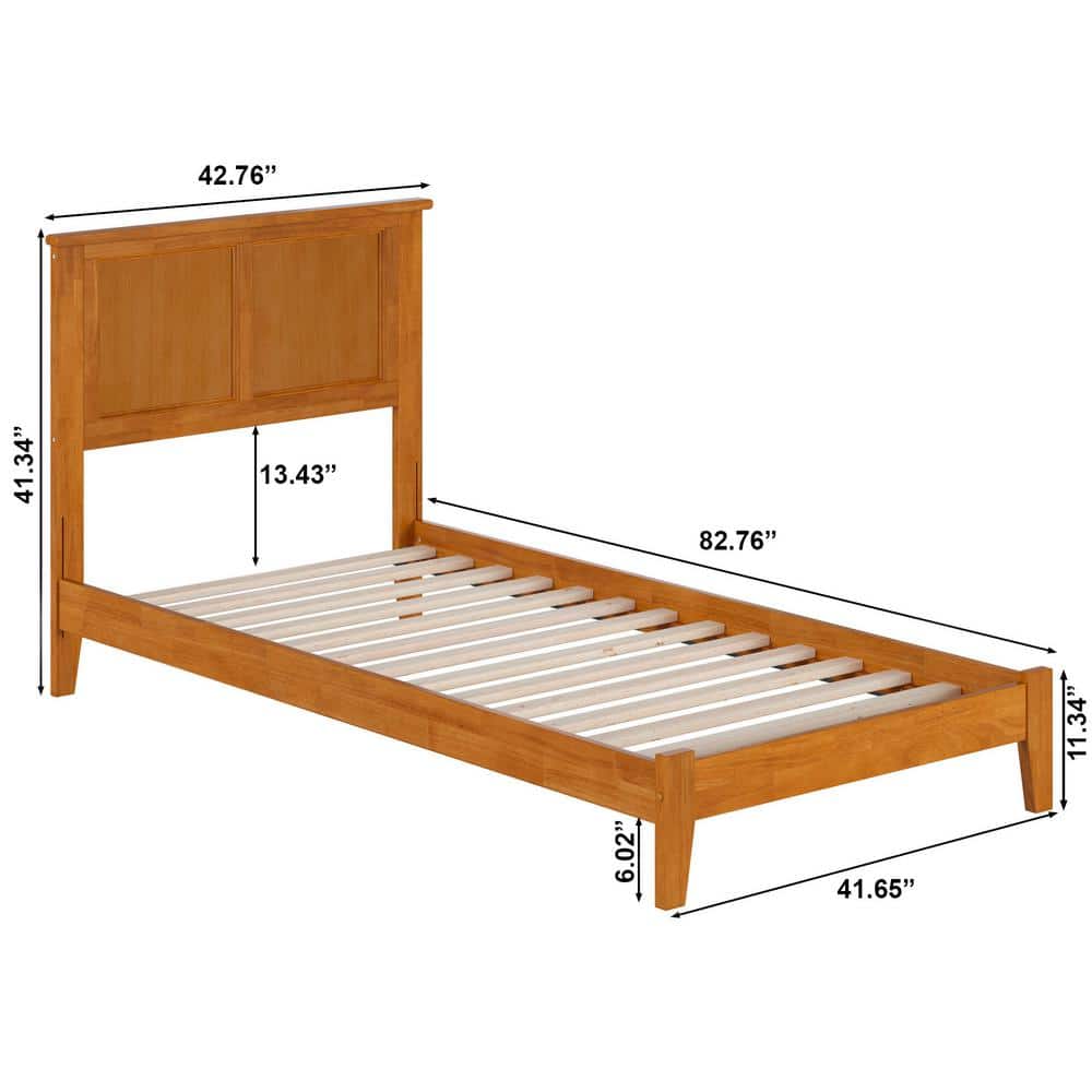 Madison Light Toffee Twin Wood Platform Bed with Headboard