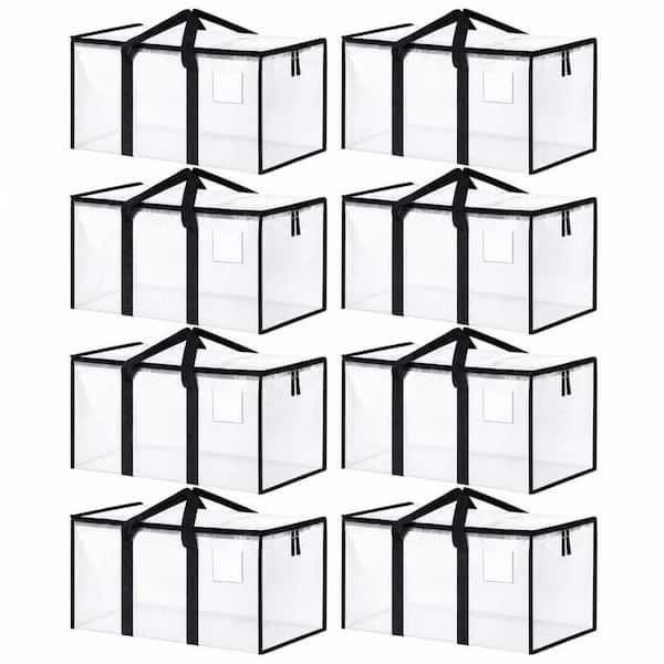 Extra Large Clear Heavy-Duty Luggage Storage Tote Bags Packing Cube with Reinforced Handles and Durable Zippers (8-Pack)