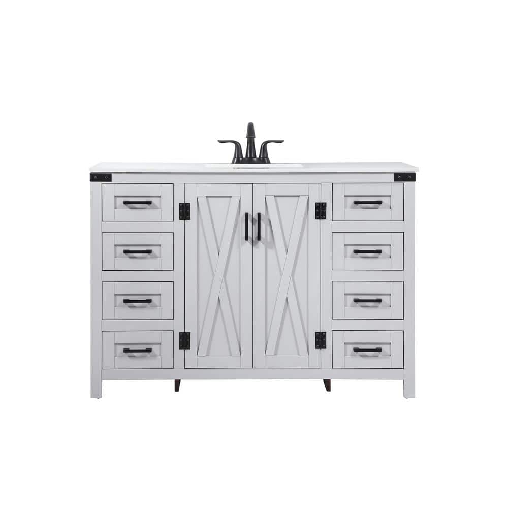 Timeless Home 48 in. W x 19 in. D x 34 in. H Bath Vanity in Grey with Ivory