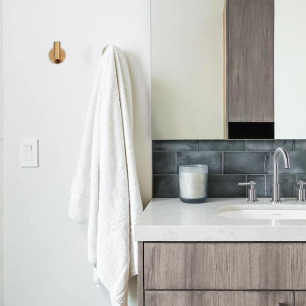 Wall Mounted Bathroom Round J-Hook Robe/Towel Hook in Stainless Steel Brushed Gold (6 Pack)