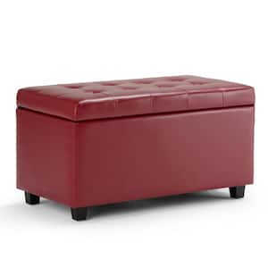 Cosmopolitan 34 in. Wide Transitional Rectangle Storage Ottoman in Red Faux Leather