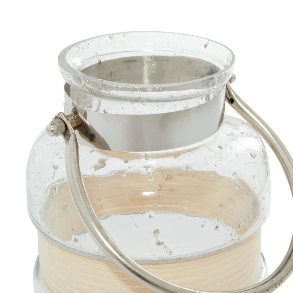 Clear Glass Hanging Candle Lantern with Curved Handle