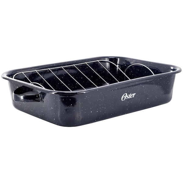 Oster Castillo 17 x 12 in. Enamel on Steel Baking Pan with Removable Rack in Blue
