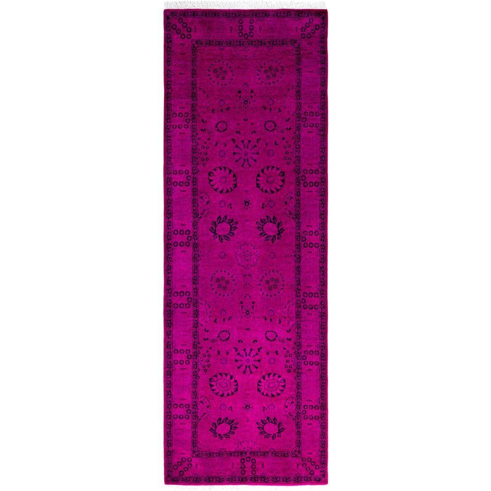Chloe & Olivia Home Overdyed Pink 3 ft. x 9 ft. Solid Wool Indoor ...
