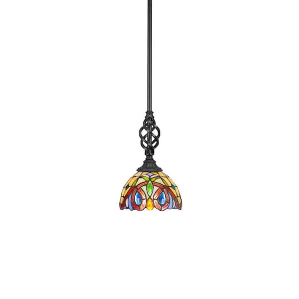 Unbranded Bridgewater 100 W 1-Light Matte Black Standard Mini Pendant Light with Glass Shade