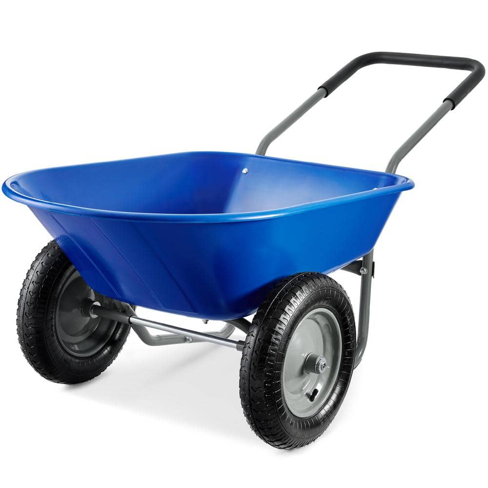 Best Choice Products 5 cu. ft. Blue Plastic Wheelbarrow with Padded ...