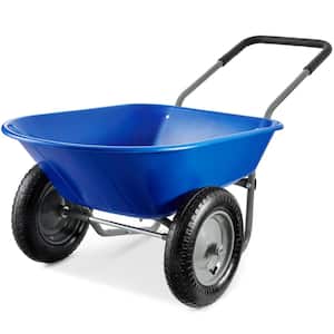 5 cu. ft. Blue Plastic Wheelbarrow with Padded Handles