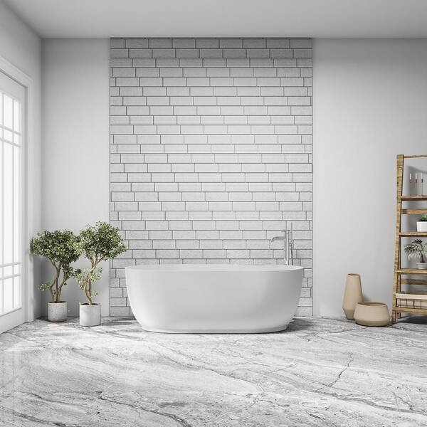 ROSWELL Olite 67 in. Acrylic Flatbottom Soaking Bathtub in Matt White