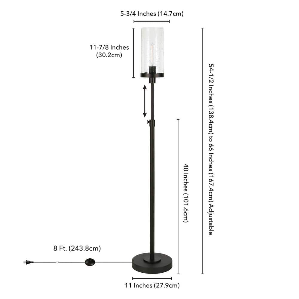 Frieda Blackened Bronze Floor Lamp with Seeded Glass Shade
