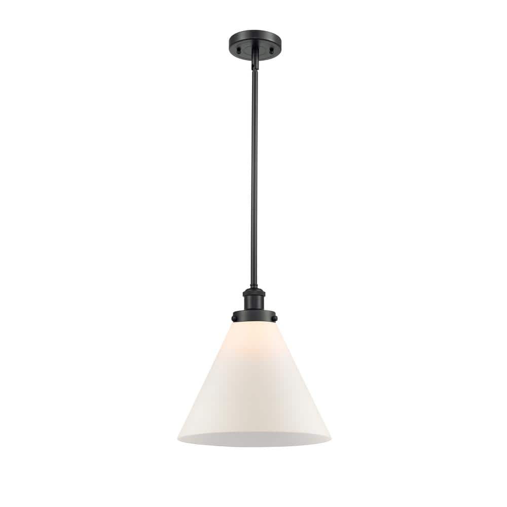 Cone 100-Watt 1 Light Matte Black Shaded Mini Pendant Light with Frosted Glass Shade price history on PriceWatchPro