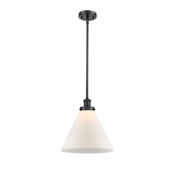 Innovations Cone 100-Watt 1 Light Matte Black Shaded Mini Pendant Light with Frosted Glass Shade