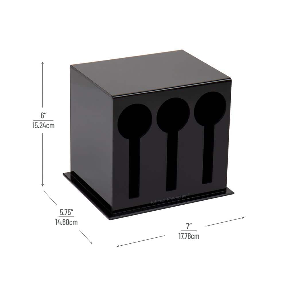 Black 3-Compartment Plastic Utensil Dispenser