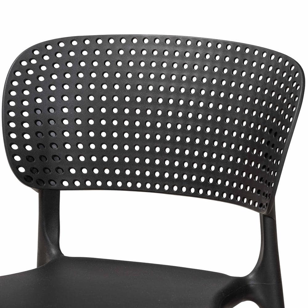 Rae Black Plastic Stackable Dining Chair Set