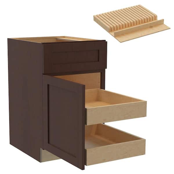 Home Decorators Collection Newport 21 in. W x 24 in. D x 34.5 in. H Assembled Plywood Base Kitchen Cabinet in Manganite with 2ROT Knife Block LH