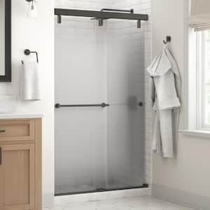 Mod 48 in. x 71-1/2 in. Soft-Close Frameless Sliding Shower Door in Bronze with 1/4 in. (6mm) Droplet Glass