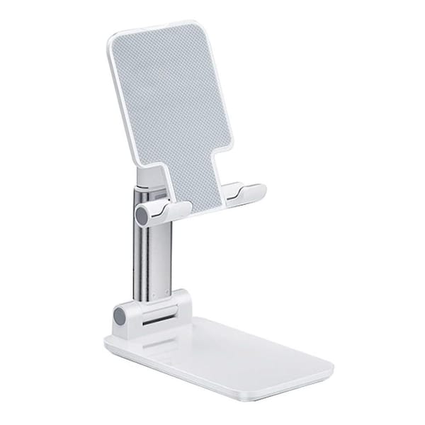 OBJLGEV Angle Height Adjustable Cell Phone Stand with Silicon Pad for Desk Fully Foldable Compatible with All Phones White