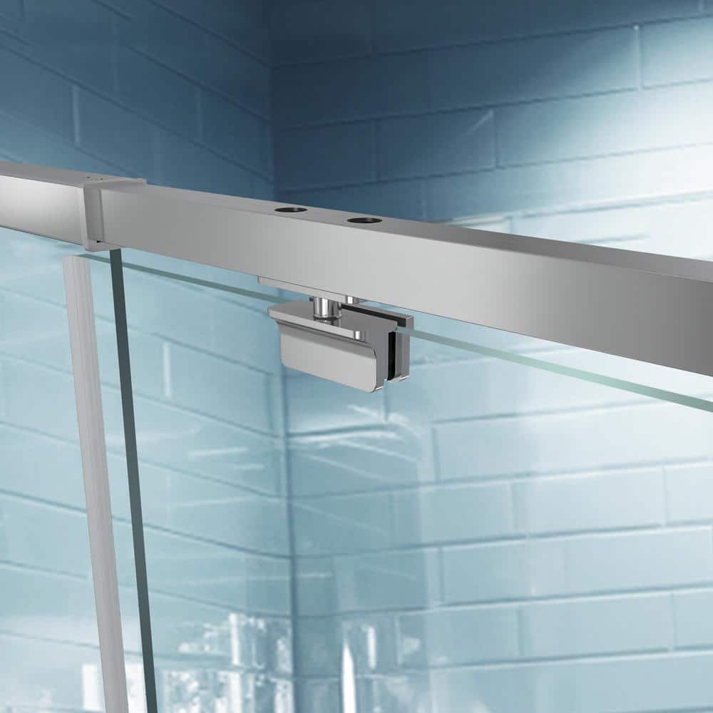 60 in. Chrome Semi-Frameless Pivot Shower Door with Clear Glass