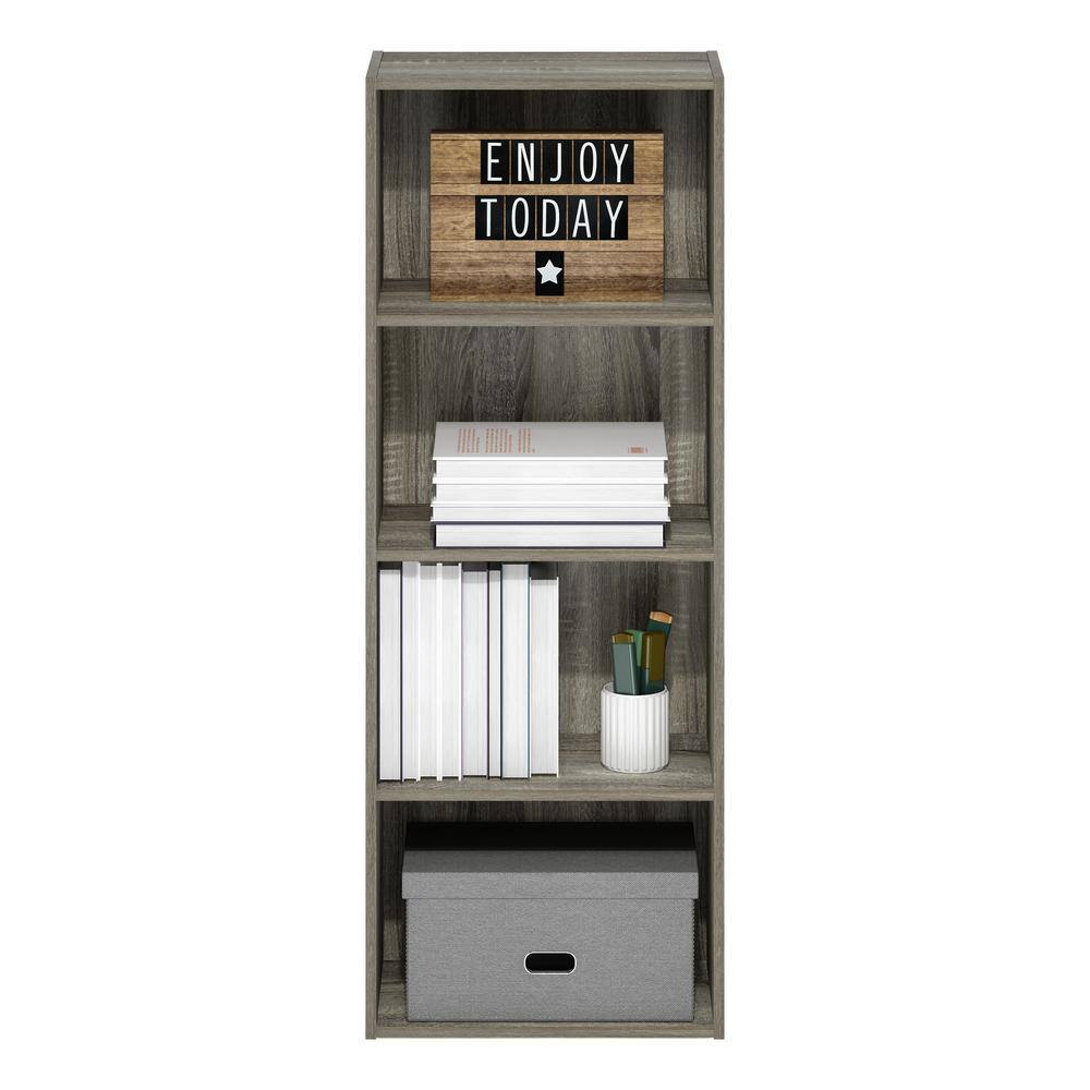 Gray 4-Tier Composite Wood Open Bookcase