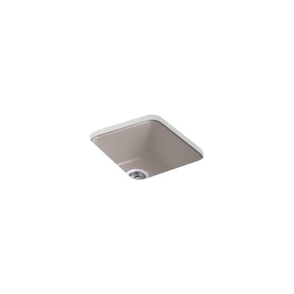KOHLER Iron/Tones Cast Iron 17 in. Drop-In Single Bowl Bar Sink in Truffle