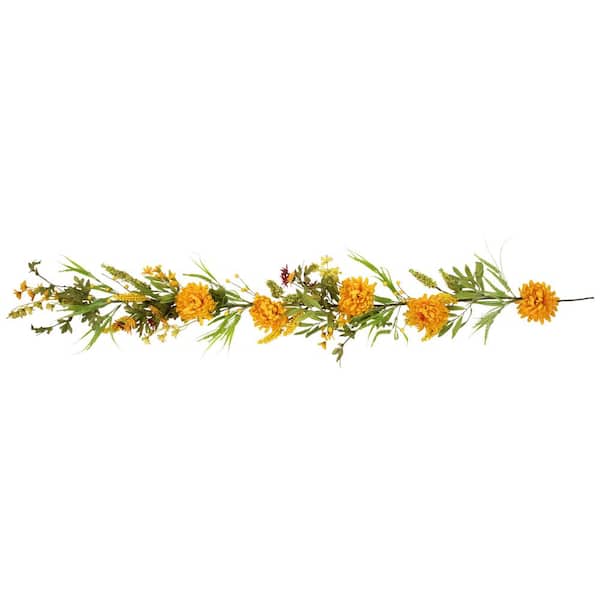 5 ft. x 10 in. Orange Peony Artificial Fall Harvest Garland Unlit