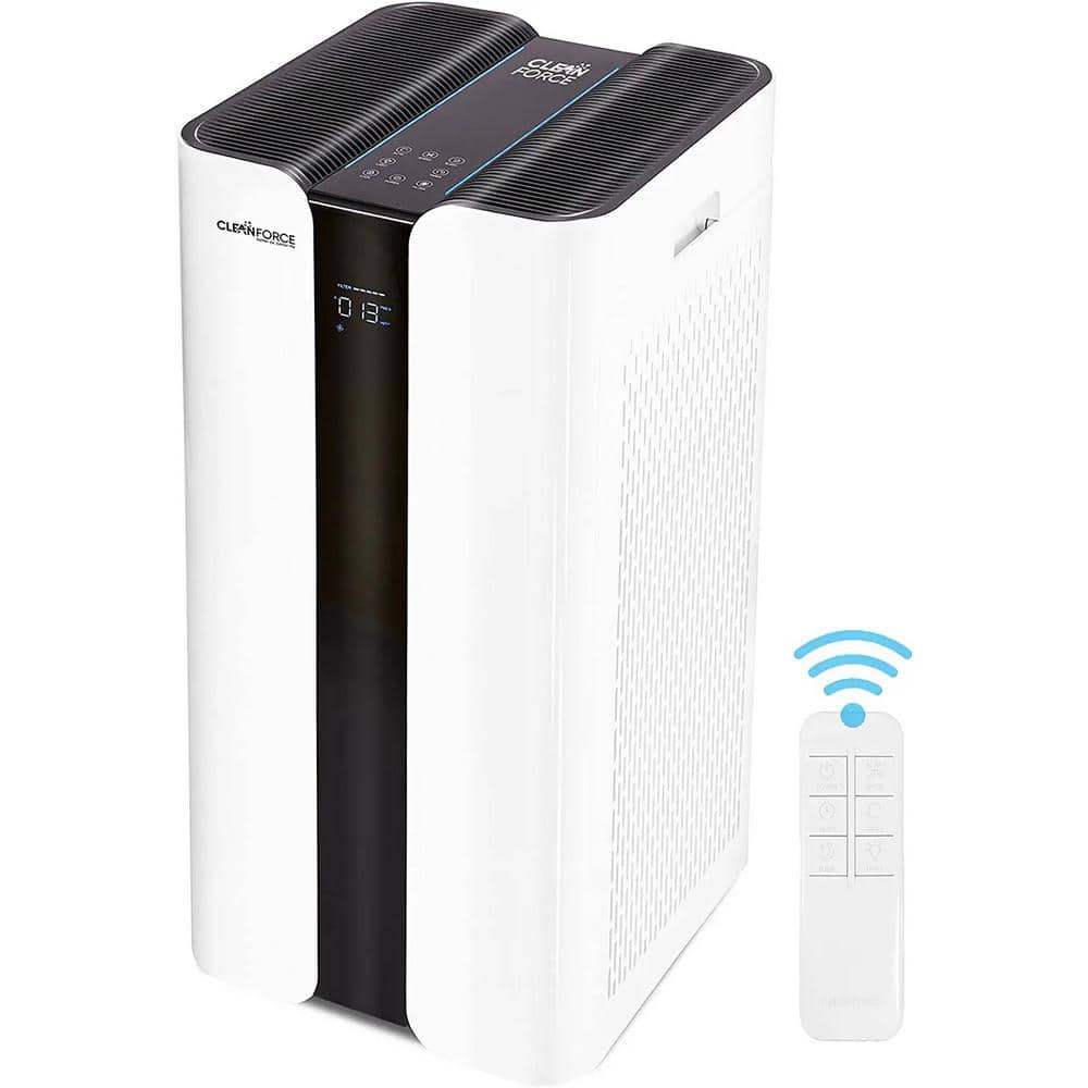 CLEANFORCE AIR CleanForce MEGA1000 Extra Large Air Purifier H13 True HEPA Filter Covers Up To 4650 sq. ft. White CP MEGA1000 The Home Depot