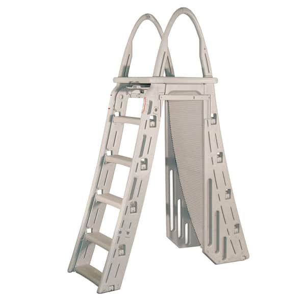 A-Frame Adjustable Roll-Guard Safety Above Ground Pool Ladder