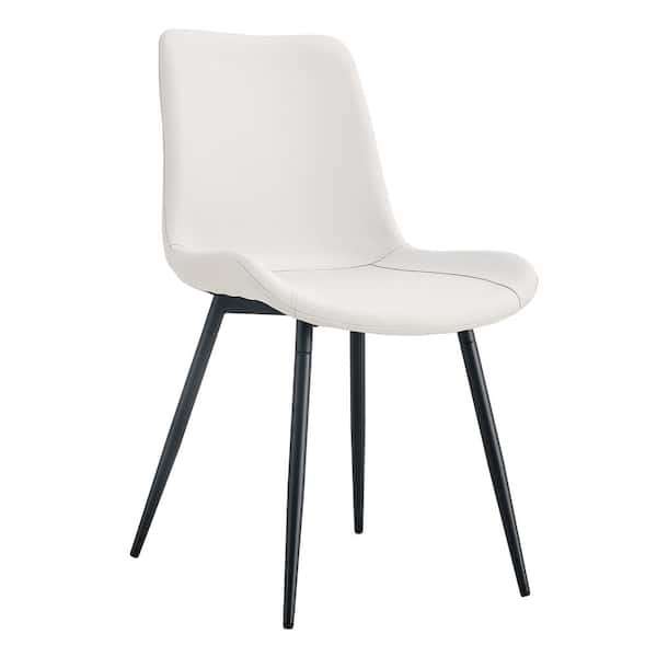 Modern White Faux Leather Seat Dining Chairs Set of 4 for Kitchen, Living, Dining Room