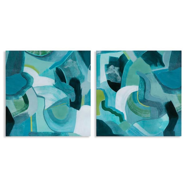 Stupell Industries Energetic Blue Patterns by Grace Popp 2 Pieces Unframed Abstract Graphic Art Print 24 in. x 24 in.