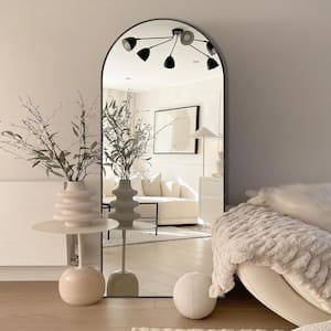 24 in. W x 71 in. H Oversized Modern Arch Aluminum Full Length Black Wall Mounted/Standing Mirror Floor Mirror