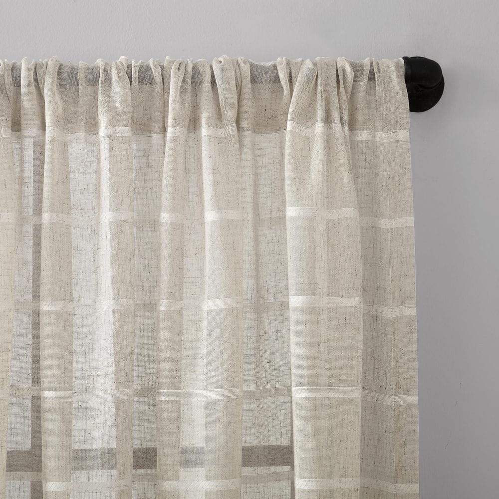 Natural Linen Blend Sheer Rod Pocket Window Panel, 52" x 84"