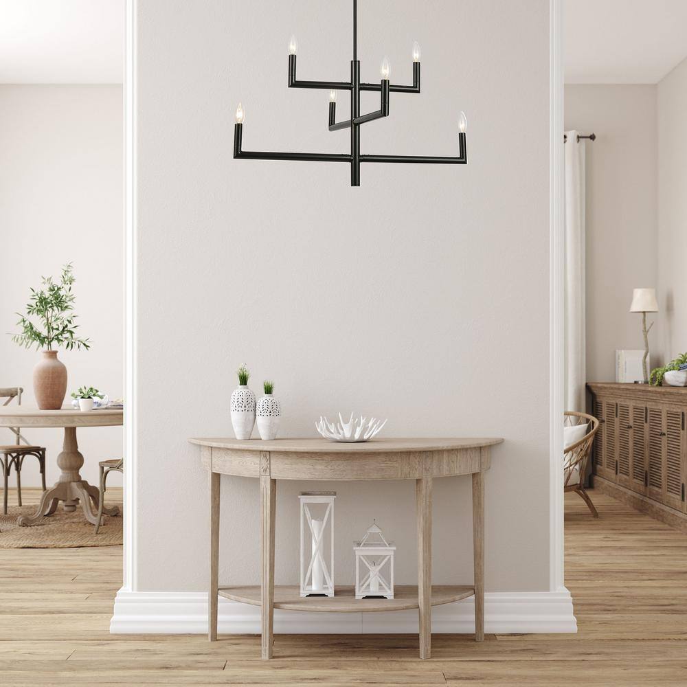 Nora Modern Black 6-Light Candle-Style Chandelier