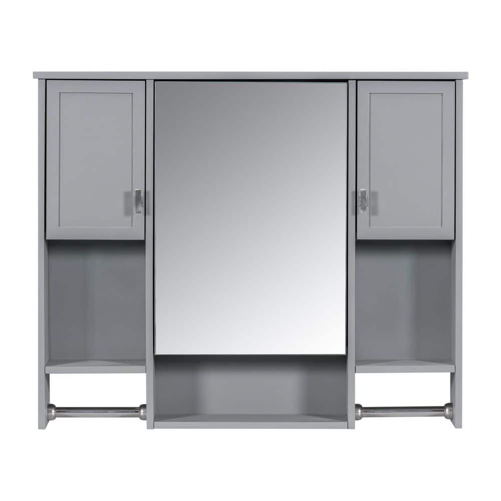 35 in. W x 28 in. H Rectangular Gray Medicine Cabinet with Mirror and Towel Bar price history on PriceWatchPro