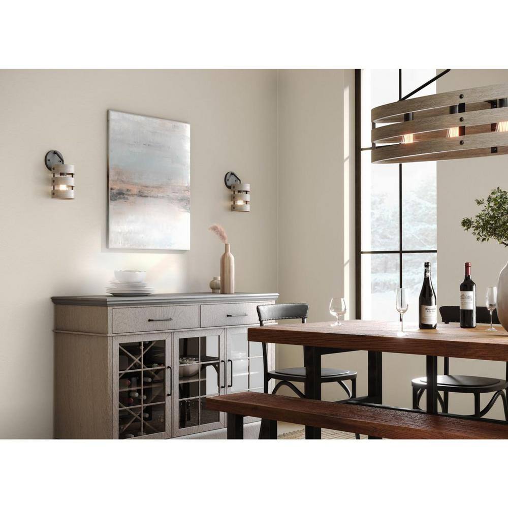 Graphite and Antique White 12" Steel Wall Sconce