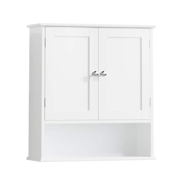 23.6 in. W x 25.6 in. H White Recessed or Surface Mount Medicine Cabinet without Mirror with Adjustable Shelves