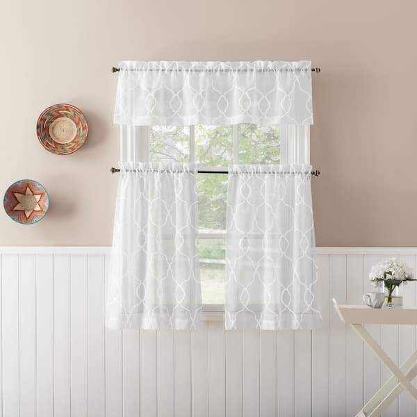 Cotton Window Valance / Solid White Valance with Grey Borders on sale / Trimmed Curtain / Custom Valance / Curtain