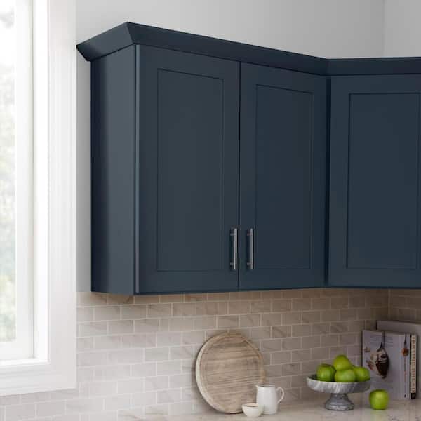 Avondale 30 in. W x 12 in. D x 36 in. H Ready to Assemble Plywood Shaker Wall Kitchen Cabinet in Ink Blue