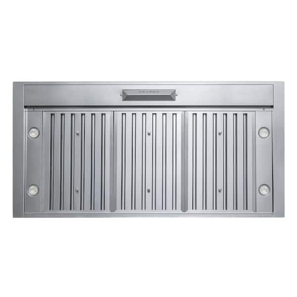 Hurricane PLJL INS.40.18S 40 in. 600 CFM Built-in Range Hood Insert with LED Lights and Baffles in Stainless Steel