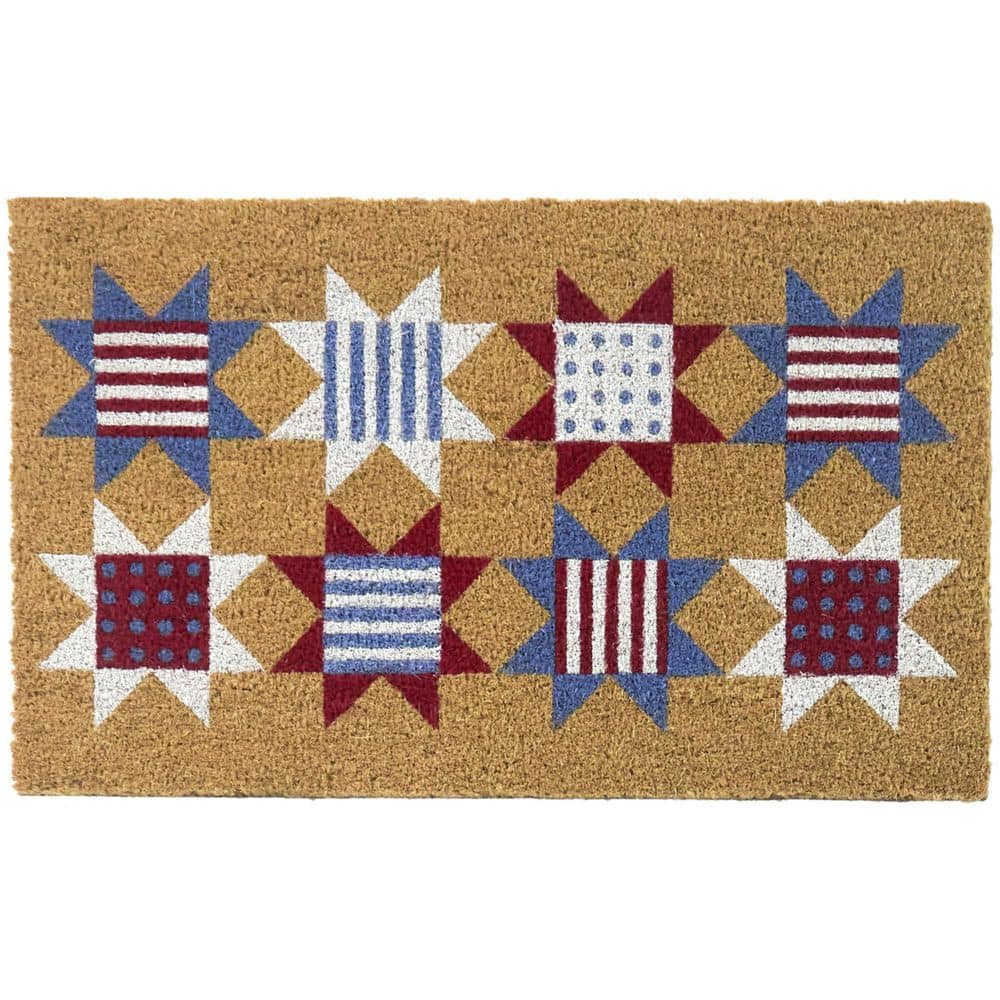 4th of July Patchwork Stars Red/Blue 18 in. x 30 in. Coir Indoor/Outdoor Door Mat price history on PriceWatchPro