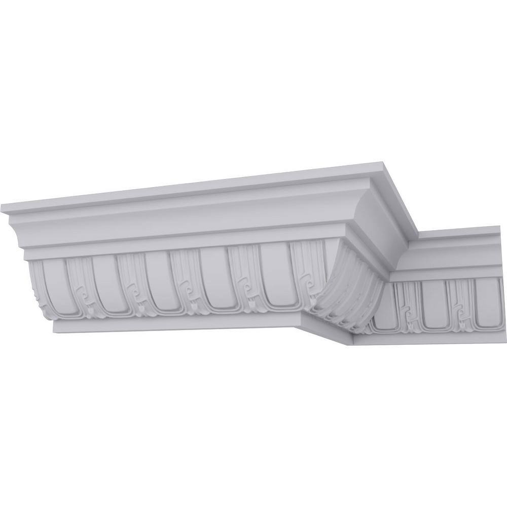 Primed White Polyurethane Geometric Crown Moulding Sample