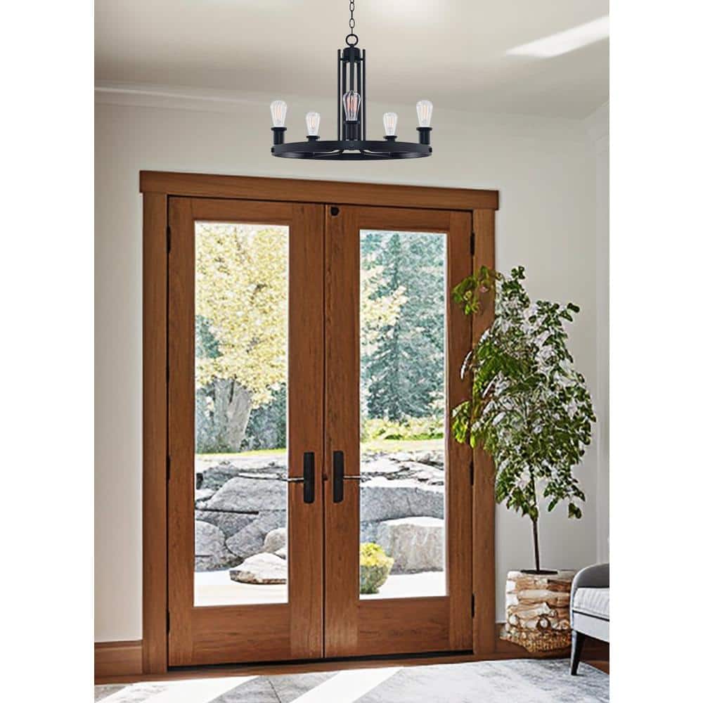 Bishop 23" Black Painted Metal Modern Farmhouse Chandelier