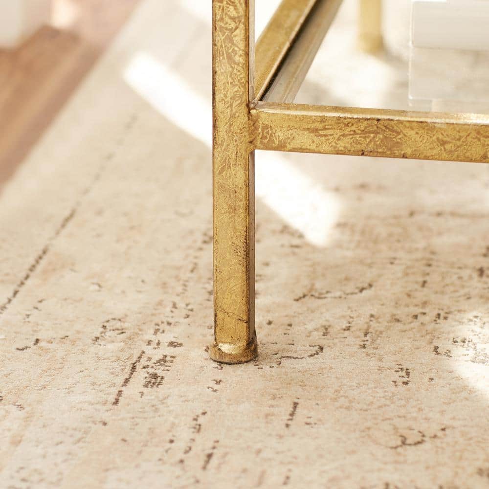 Bella Square Gold Leaf Metal and Glass Accent Table