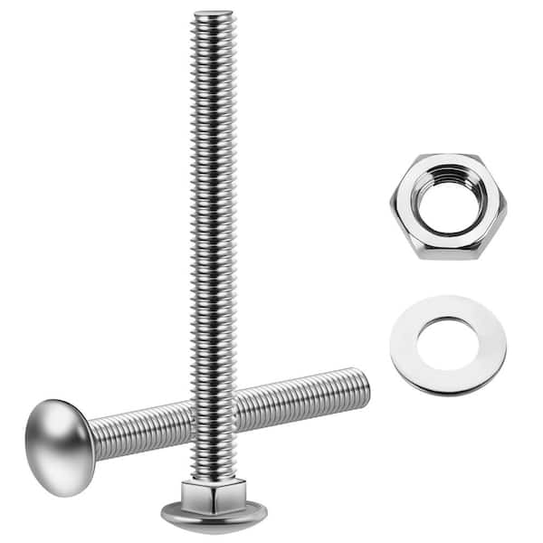 1/4 in.-20 x 3 in. Stainless Steel Carriage Bolts with Nuts and Washers (14-Pack)