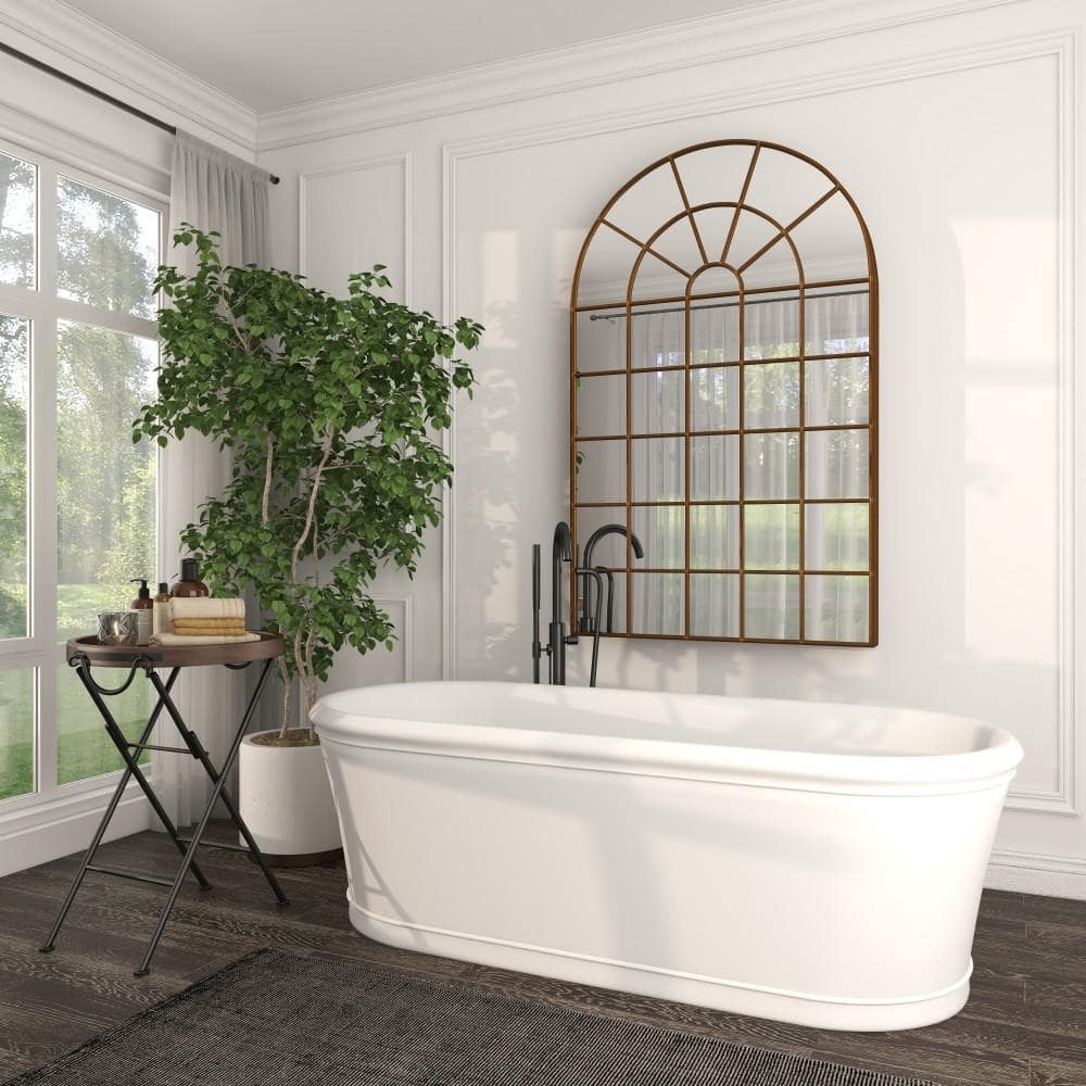 Bronze Arch Windowpane Full Length Wall Mirror